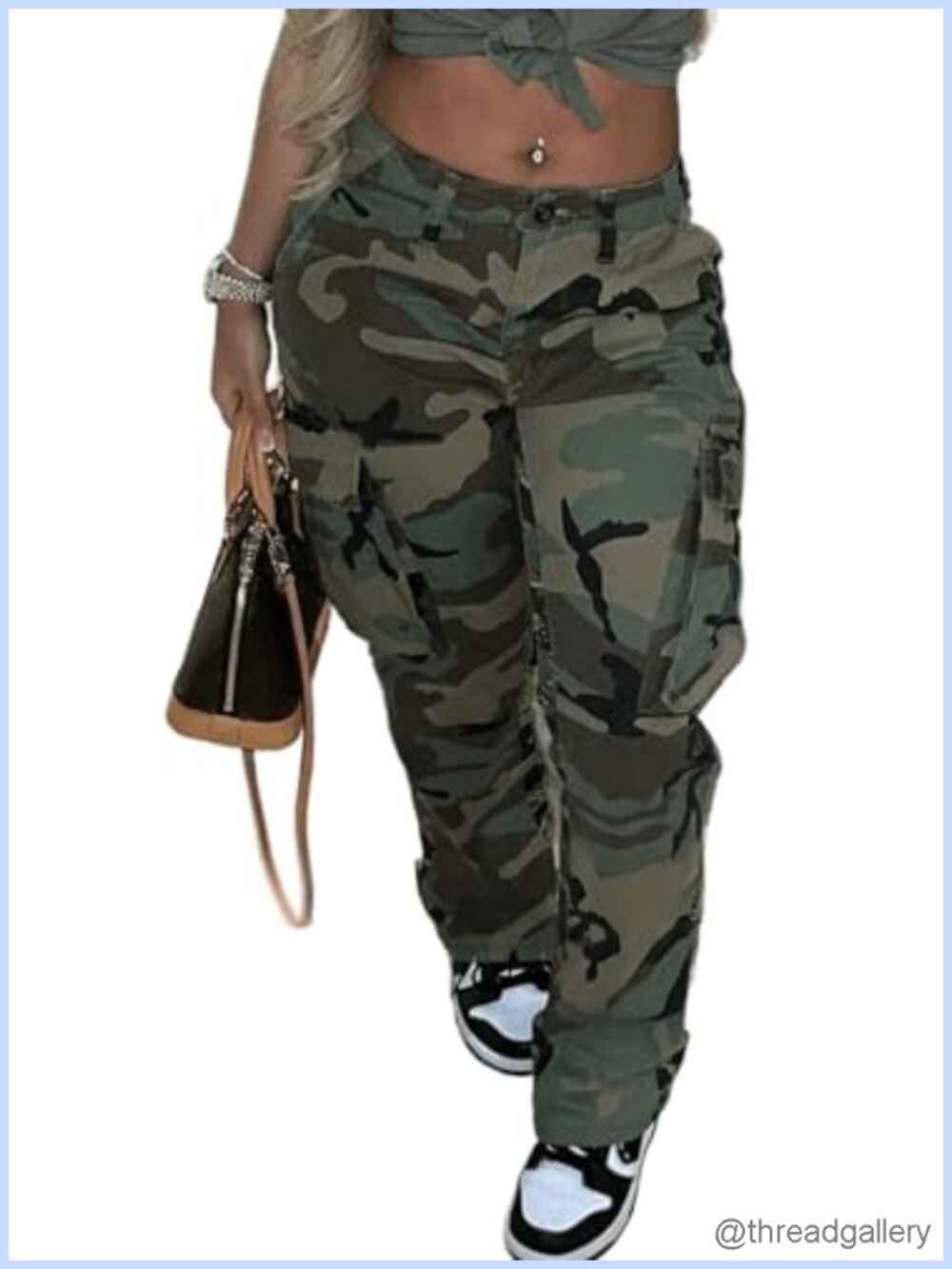 Plus Size Camo Cargo Pants High Waisted Baggy Jogger Active Sweatpants